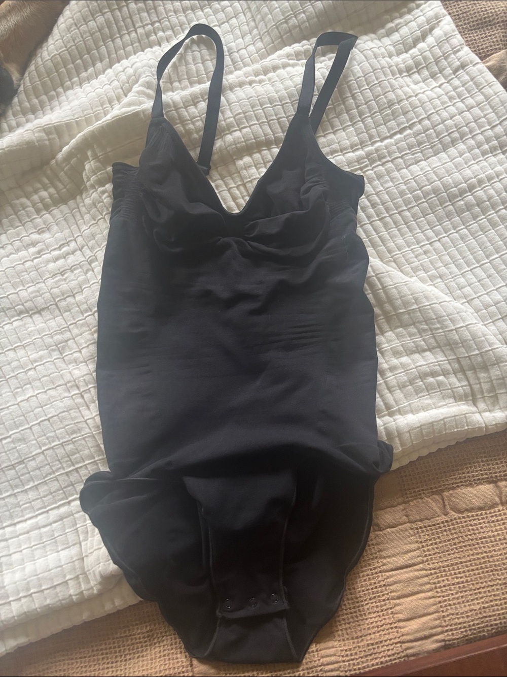 SKIMS Black Seamless Shaping Bodysuit with Adjustable Straps